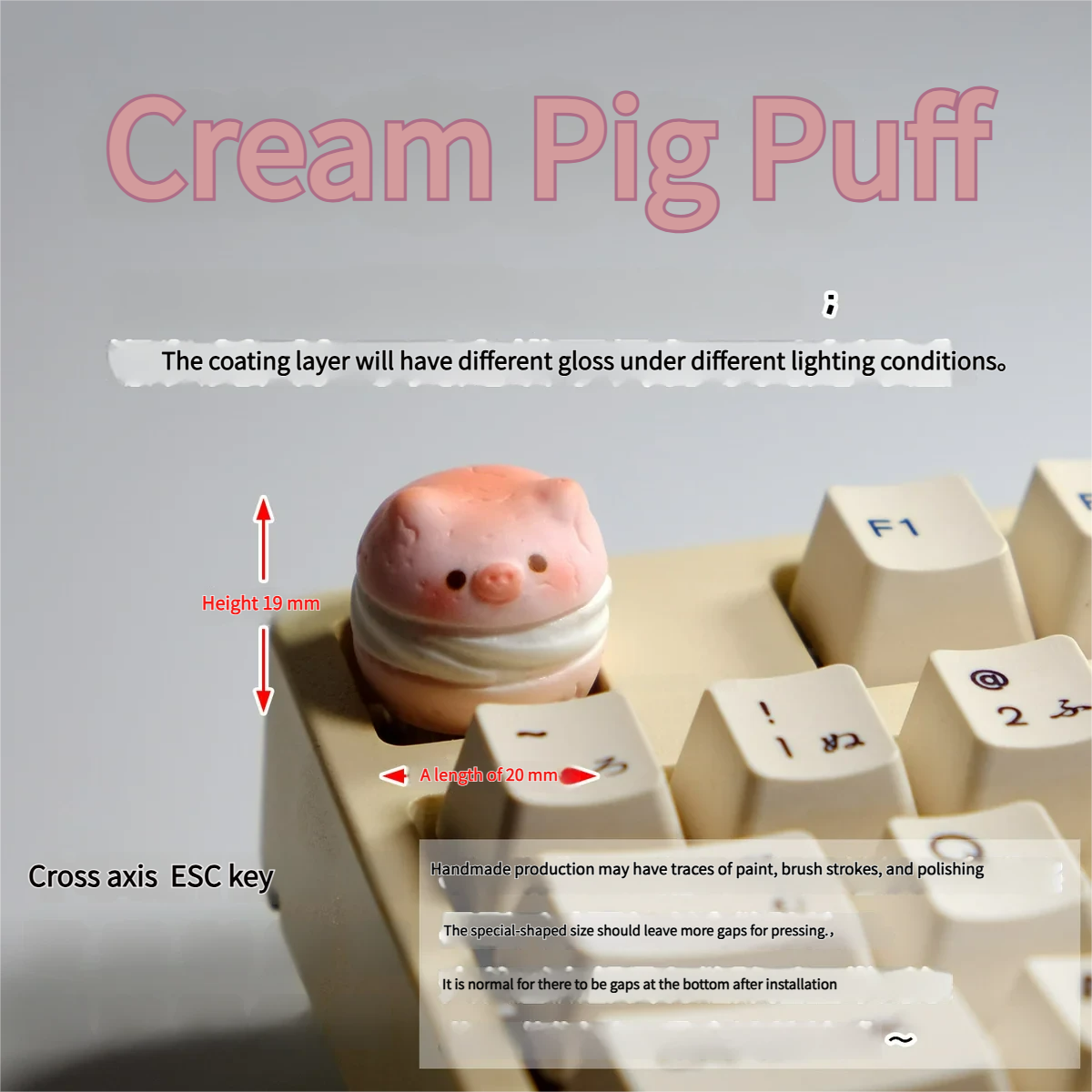 Adorable 3D handmade pig keycap showcased from various angles, highlighting its whimsical pastel design. This custom artisan keycap features a charming setup.