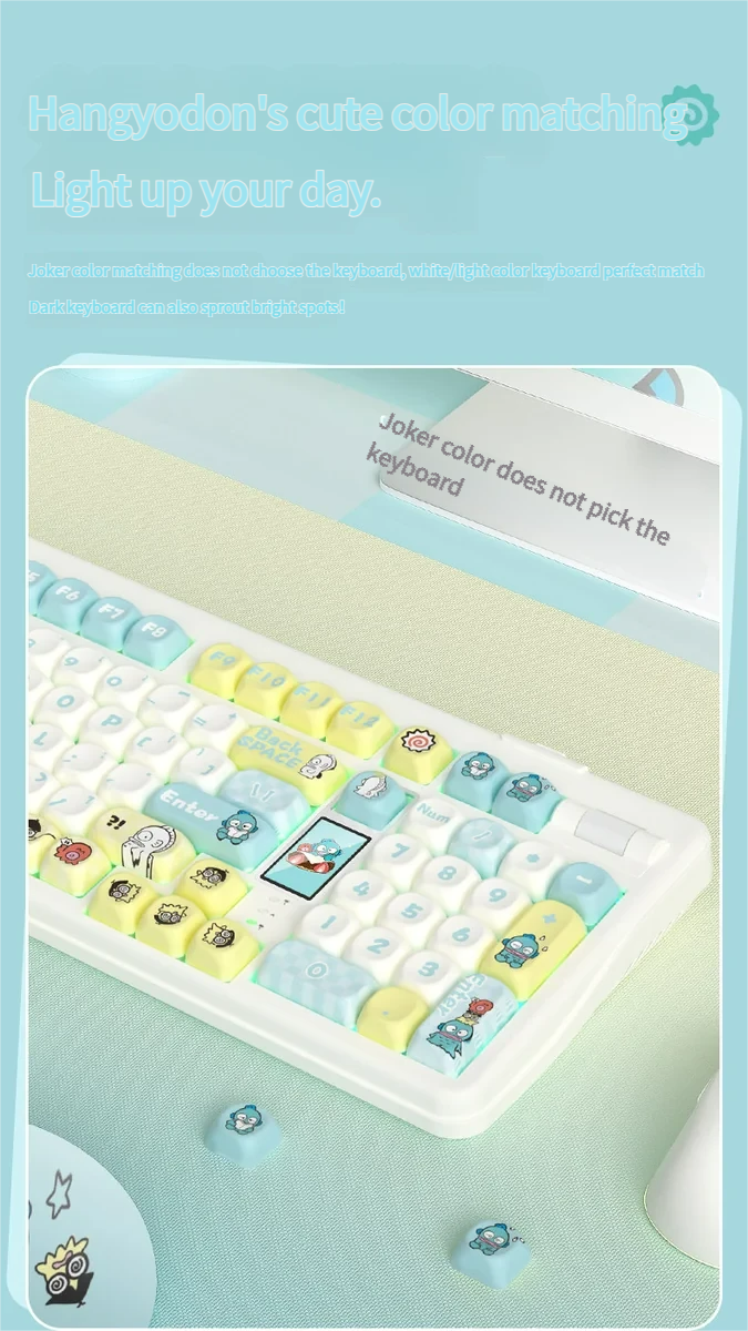 Exclusive Hangyodon Clownfish PBT keycaps set, featuring playful, vibrant orange and white clownfish art for a unique oceanic keyboard theme.