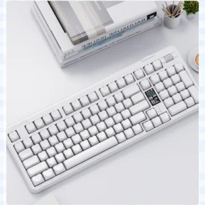Experience pure elegance with this minimalist pure white Heart PBT Keycap Set, highlighting its durable PBT construction and delicate heart motif.