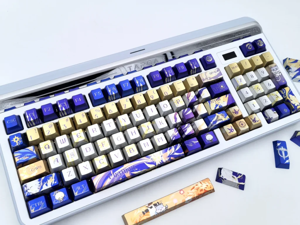 Exquisite Phainon Honkai Star Rail metallic coating artisan keycap set, handcrafted with a premium metallic finish and a sleek futuristic anime design.