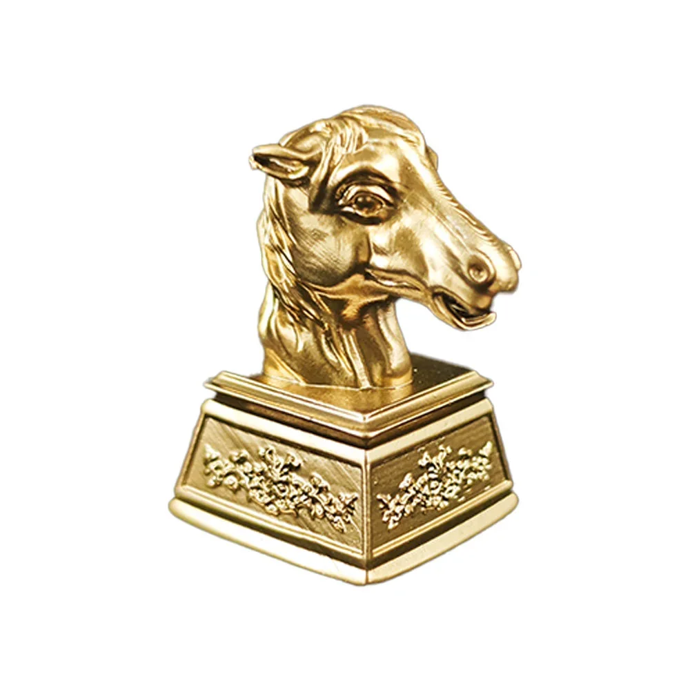 Majestic bronze horse head artisan keycap, viewed from various angles to reveal its intricate details and antique finish. A stunning piece for any keyboard.
