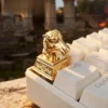 A gallery view of the majestic bronze horse head artisan keycap, highlighting its intricate sculptural details and antique finish from various perspective angles.