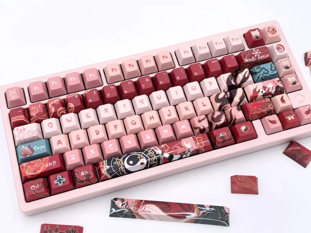 Artistic Jiaoqiu Keycap Set: an exclusive Honkai: Star Rail artisan keycap set with elegant character designs and vibrant, intricate detailing for collector & fans,