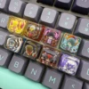 Ethereal Kindred artisan keycap, handcrafted with translucent resin, showcasing its SA profile and intricate League of Legends design from various angles.