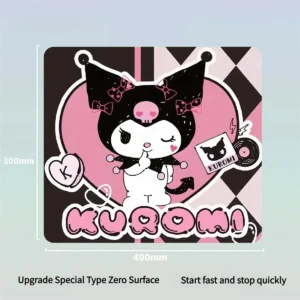 Iconic Kuromi mouse pad with mischievous dark kawaii character art, featuring pink and black accents, designed for playful ergonomic comfort.