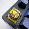 Handcrafted LoL Nasus champion resin keycap gallery showcasing intricate details, vivid glowing translucent resin, and SA profile from various artistic angles.