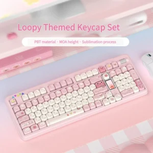 Main image of adorable Loopy Beaver PBT keycaps set. These playful beaver keycaps feature durable PBT material and a whimsical MOA profile design.