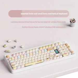 Adorable lucky bun keycap set, a plump and whimsical charm with soft internal, bringing good fortune to your keyboard.