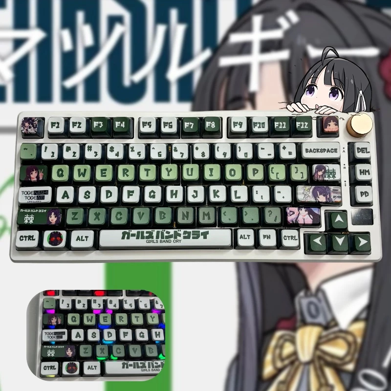 Subaru Awa MDA keycaps set product gallery. Multiple views highlight the sleek, ergonomic MDA profile and vibrant, dynamic four-sided translucent RGB light.