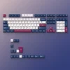 Blue Rose Mecha PBT Keycap Set, showcasing its unique intricate futuristic robotics and elegant blue floral patterns from different perspectives.