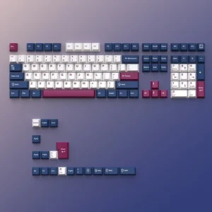 Blue Rose Mecha PBT Keycap Set, showcasing its unique intricate futuristic robotics and elegant blue floral patterns from different perspectives.