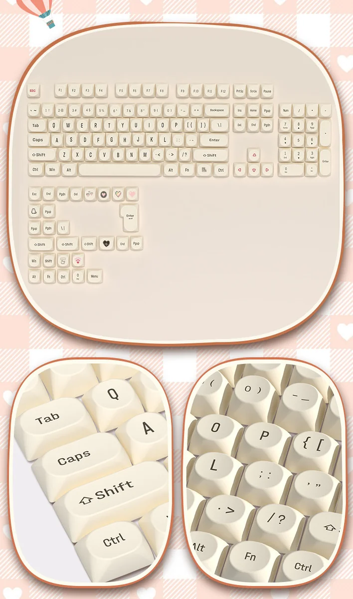 Milk Tofu PBT dye-sub keycaps set displayed from various angles, highlighting their clean, creamy white, minimalist aesthetic and crisp, subtle legends.