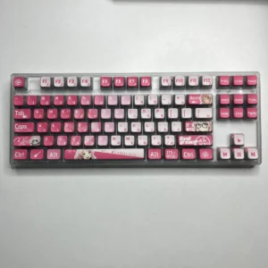 MyGO Chihaya Anon glowing PBT keycaps set, an exclusive translucent set featuring dynamic anime art and a radiant glow.