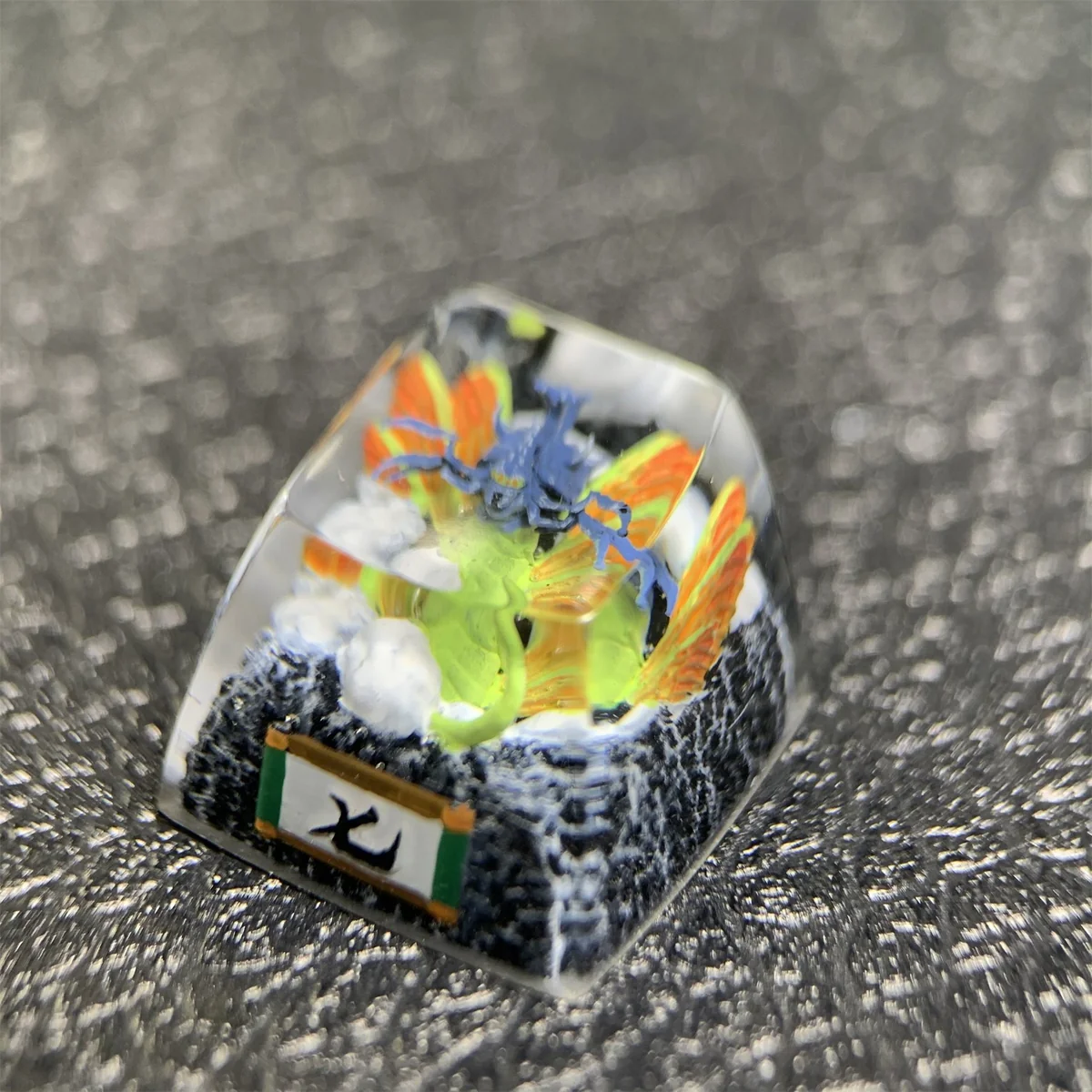 Detailed view of the handcrafted Naruto Chomei Tailed Beast artisan resin keycap, revealing its intricate sculptural form and vibrant, artistic design.