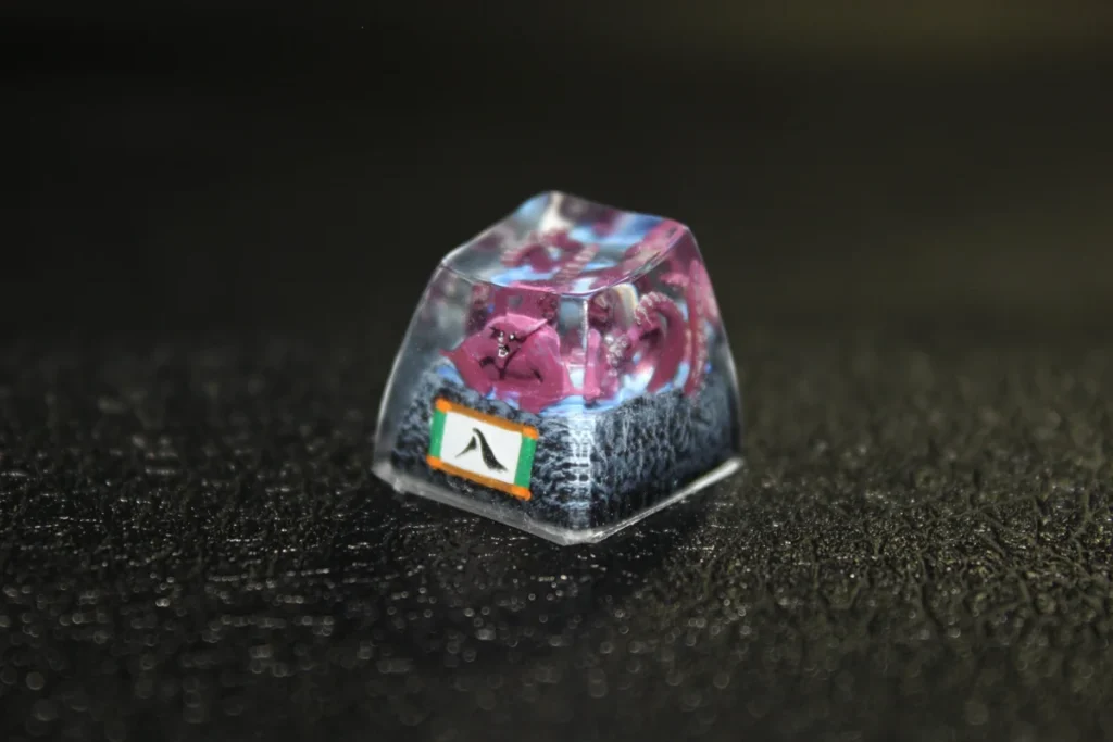Handcrafted Naruto Eight-Tails Gyuki artisan keycap, intricately detailed with vibrant colors, capturing the mythical creature's essence.