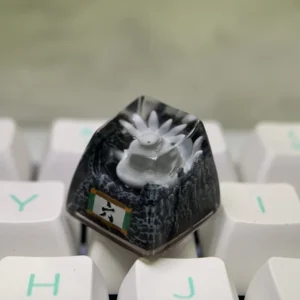 Exquisite handcrafted Naruto Six-Tails Saiken artisan keycap, showcasing intricate sculptural details and vibrant colors for a fierce spirit.