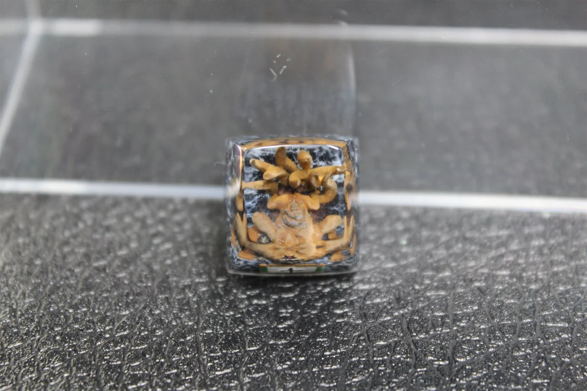 Handcrafted resin Naruto Ten-Tails Six Paths Sage SA keycap, presented from multiple angles, revealing its dark, powerful, and intricately detailed aura.