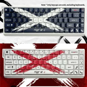 Defiant translucent custom Objection Overruled keycaps set showcasing a striking two-tone aesthetic with bold minimalist side-engraved legends and an Cherry profile.