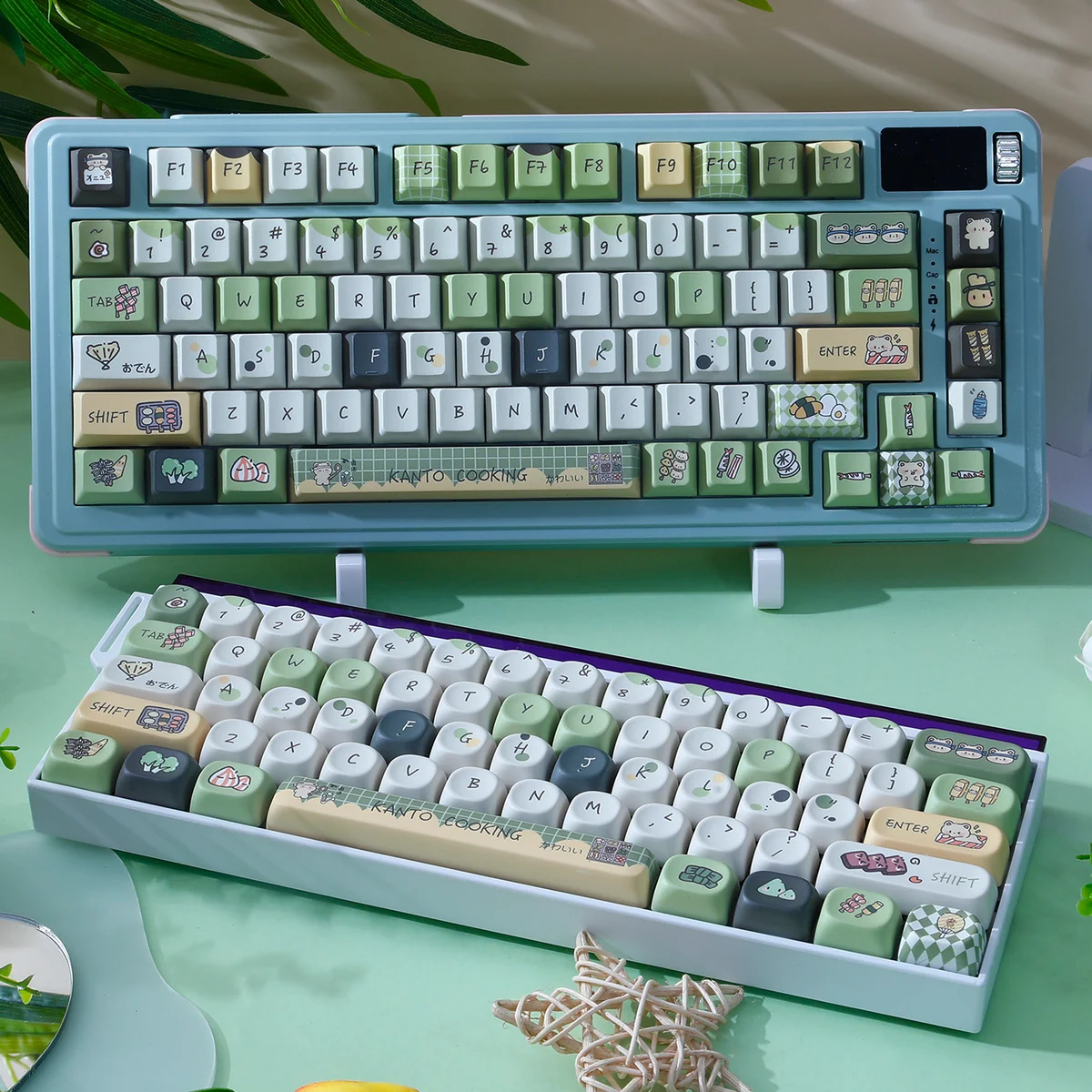 Cozy Oden PBT Keycap Set gallery. Whimsical Japanese oden illustrations on durable PBT. Ergonomic profile for cozy winter comfort.