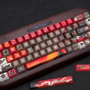 Handcrafted Overwatch Cassidy keycap set displaying intricate character details and a rugged Western aesthetic, a premium artisan collectible.