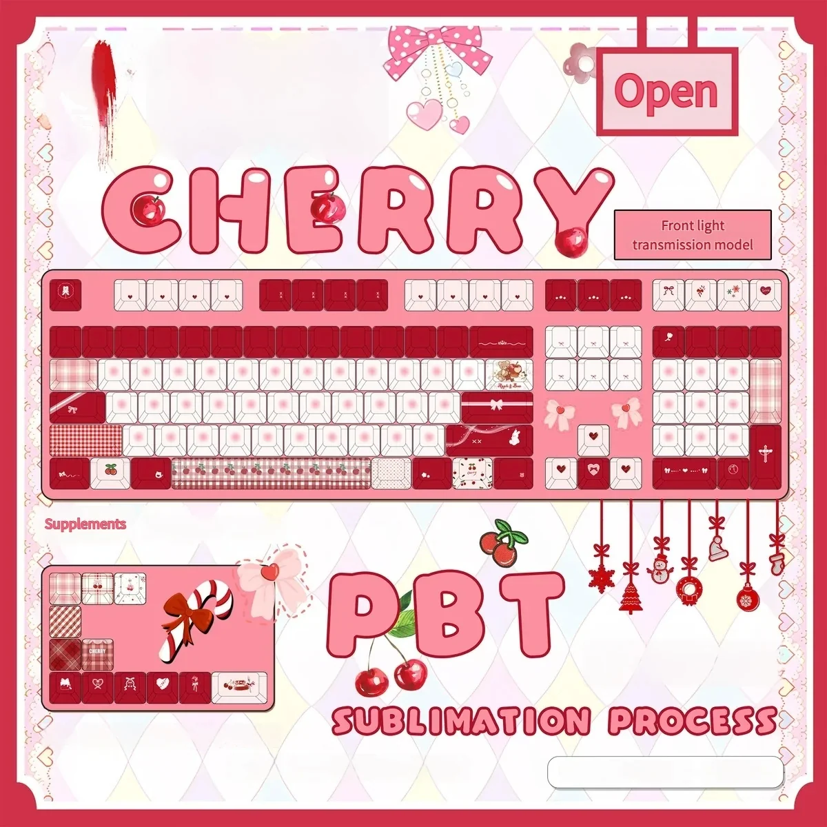 Vibrant PBT dye-sub keycap set, a cheerful square variant from the Cherry Day set, featuring front light-transmitting legends.