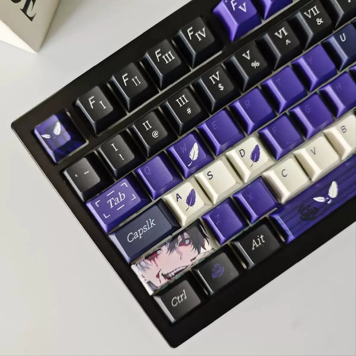Dark Reverie PBT Keycap Set shown from multiple angles. This gallery highlights the durable, dye-sublimated PBT with its elegant, deep nocturnal aesthetics.