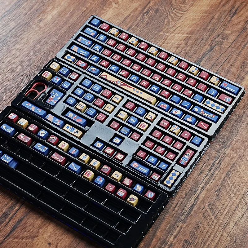 Rustic Cozy Comfort Nutcracker PBT keycap set gallery, featuring detailed views of the unique, earthy-toned keys for a natural, dreamlike keyboard aesthetics.