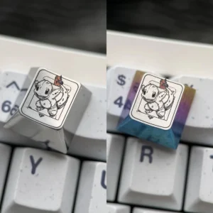 A detailed shot of the Charmander Titanium Pokemon Artisan Keycap, emphasizing its premium titanium alloy and iconic Pokemon design.