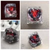 Handcrafted legendary Pokemon resin art keycaps, showcasing intricate mythical sculptures in translucent, vibrant resin from various artistic angles.