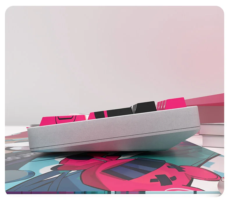 Racing Miku luminous PBT keycaps set, featuring iconic anime artwork and sleek side-engraved legends for a dynamic, premium gaming setup.