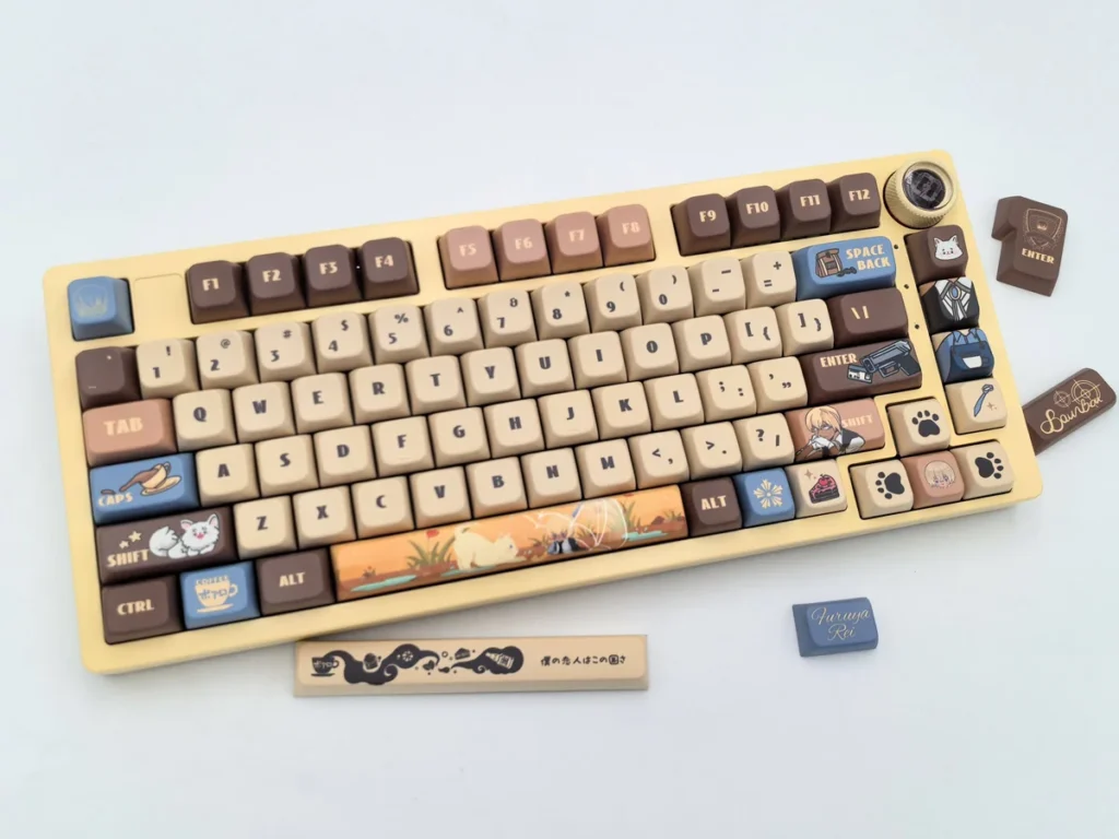 Close-up of the artistic Rei Furuya MDA keycap set, an exclusive Detective Conan collectible, capturing its iconic design and unique charm.