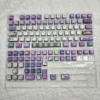 Multiple angles of Reze Chainsaw Man RGB MDA translucent PBT keycaps set, showcasing vibrant character art and explosive four-sided RGB glow.