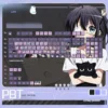 A vibrant set of Rikka Takanashi PBT shine-through keycaps set showcased, featuring playful anime art and ready for luminous RGB keyboards.