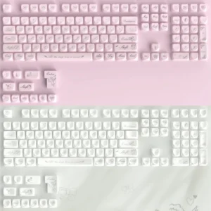 Exquisite Rococo Angel pearlescent PBT keycap set. An ornate angel design with delicate pastel hues and a shimmering finish for an ethereal keyboard.