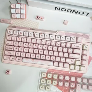 Rose PBT Keycaps Set showcasing an exquisite romantic diary design with delicate roses and vintage letter motifs, creating a truly artistic keyboard aesthetics.