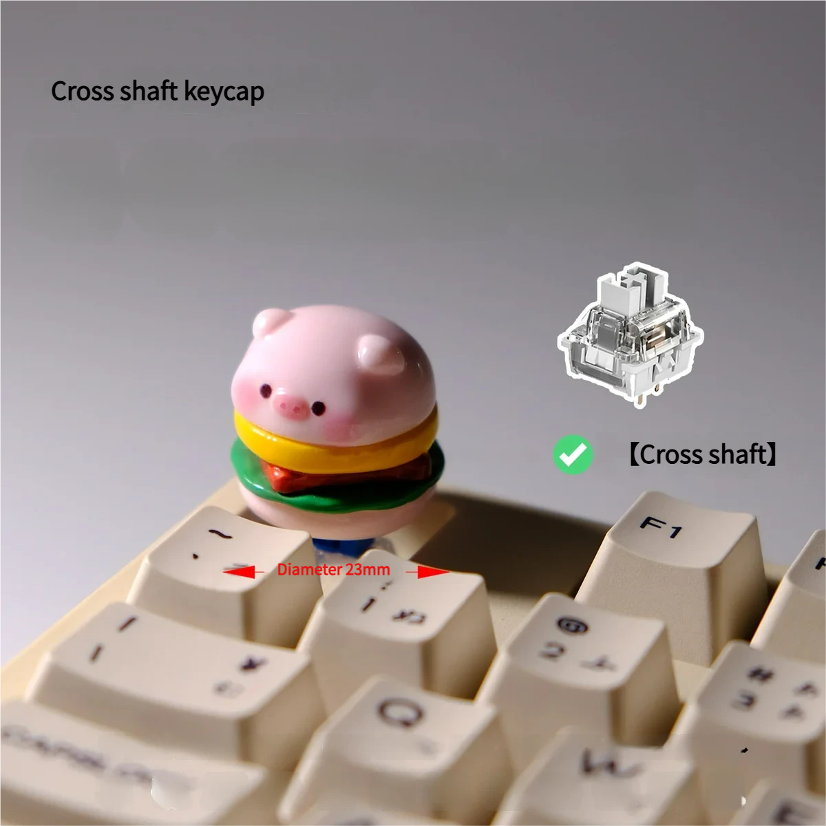 Multiple angles of a unique handcrafted chubby pig Sandwich keycap, showcasing its adorable 3D sculpted design and vibrant details.