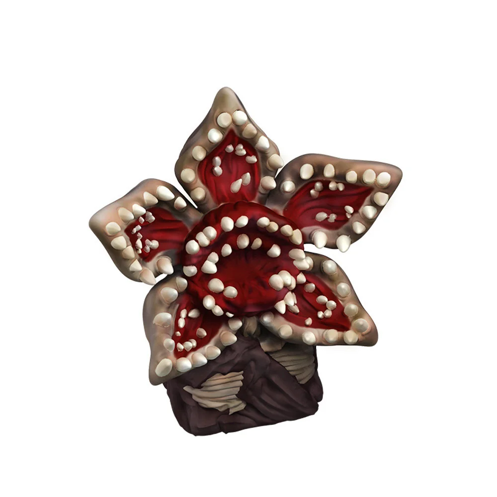 Handcrafted resin Stranger Things Demogorgon artisan keycap from a unique angle, highlighting its grotesque, detailed plant-like form and collectible design.