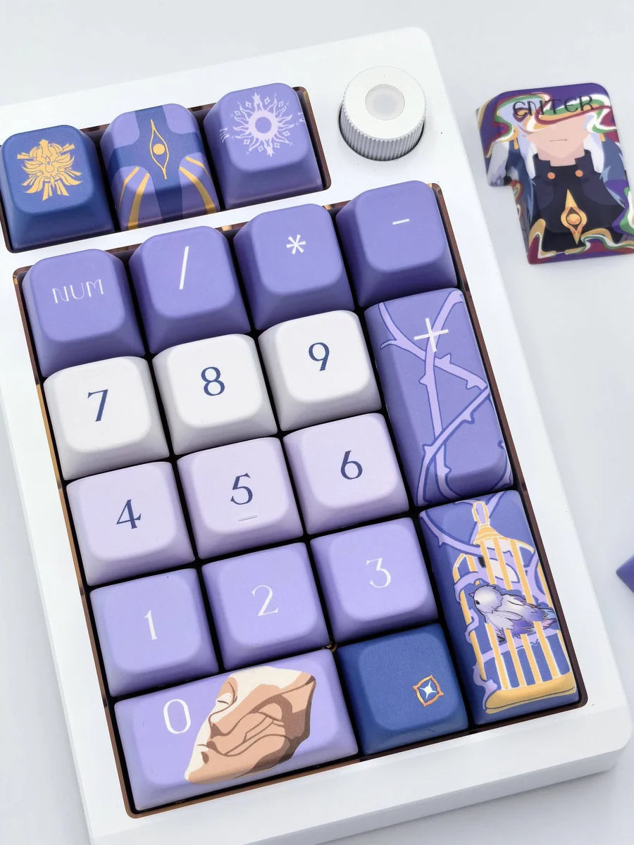 Artisan Sunday Impressionist MDA profile keycaps set, captured from multiple angles. Handcrafted painterly landscapes with soft hues evoke classic masterpieces.