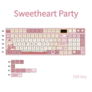 Sweetheart Party Keycaps MDA PBT set with charming dessert-inspired pastel designs and playful motifs. Features durable dye-sub PBT for lasting sweetness.