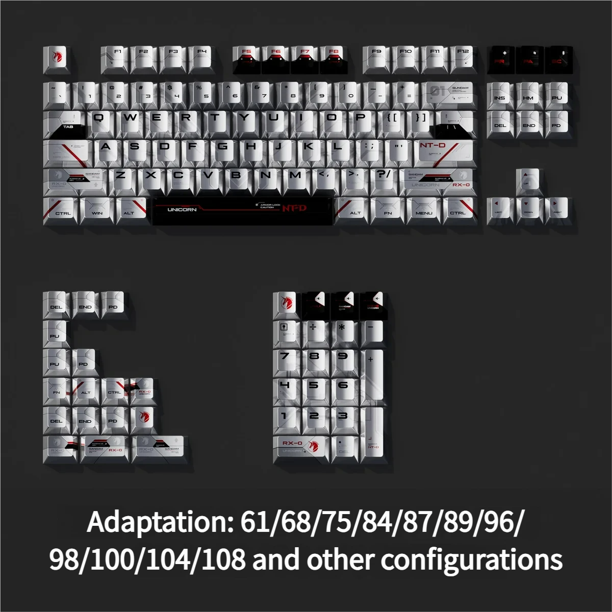 Close-up of Shimmering Pearlescent Unicorn PBT Keycaps Set, highlighting their unique metallic sheen and iridescent glow for a mystical, artistic keyboard.