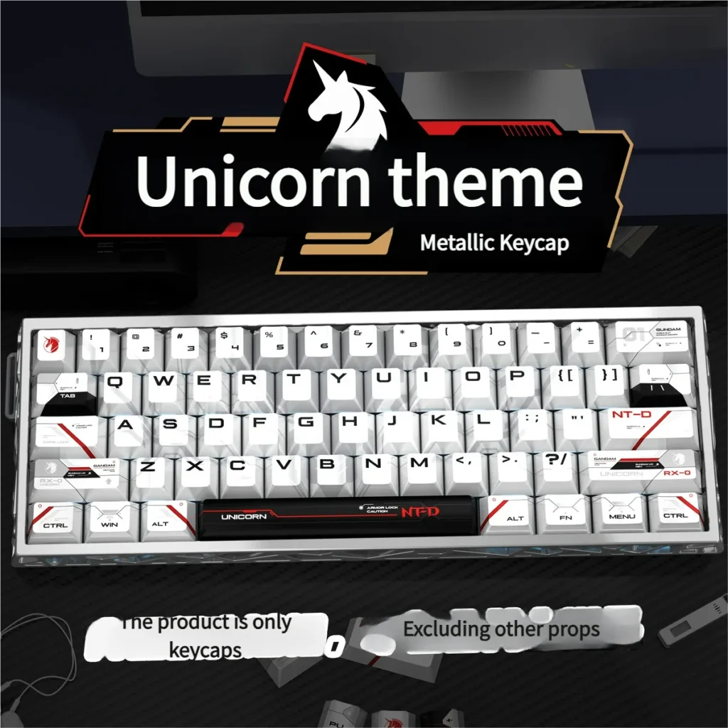 Shimmering pearlescent Unicorn PBT keycaps set, featuring a mystical iridescent glow and premium metallic sheen.