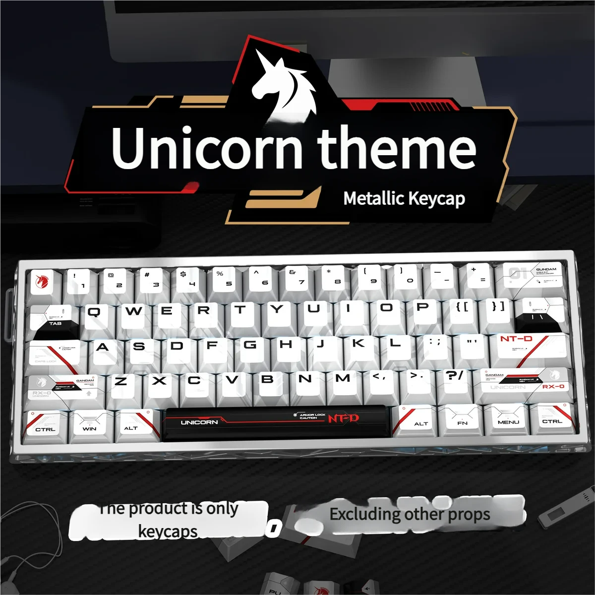 Shimmering pearlescent Unicorn PBT keycaps set, featuring a mystical iridescent glow and premium metallic sheen.