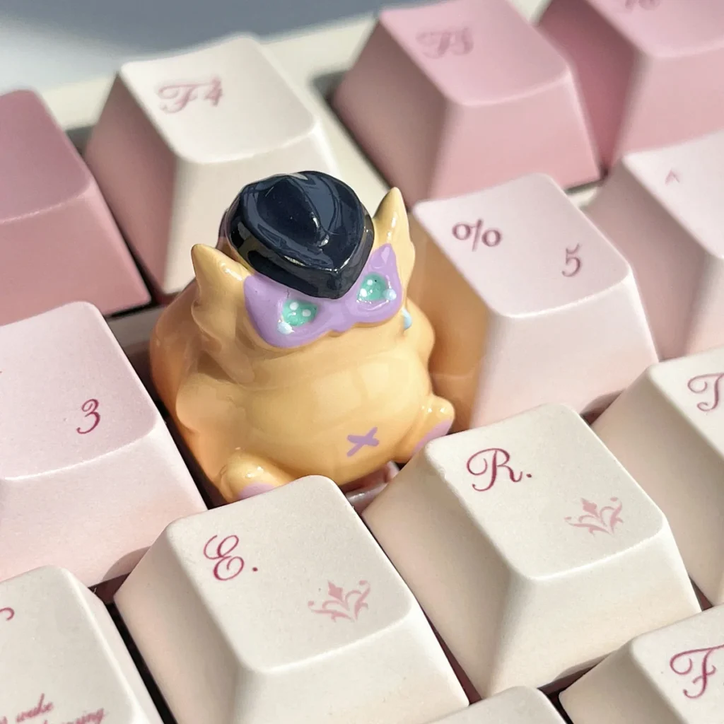 Artistic gallery views of the exclusive handcrafted Wingman Valorant keycap, showcasing the vibrant character's skill meticulous sculpting and playful gaming design.