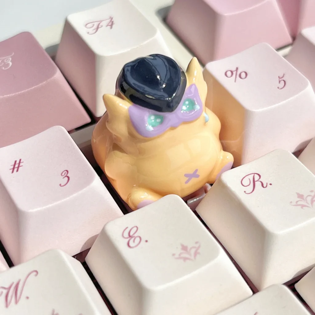 Artistic handcrafted Valorant Wingman keycap featuring a vibrant character's skill, meticulously sculpted from a unique perspective, capturing playful game spirit.
