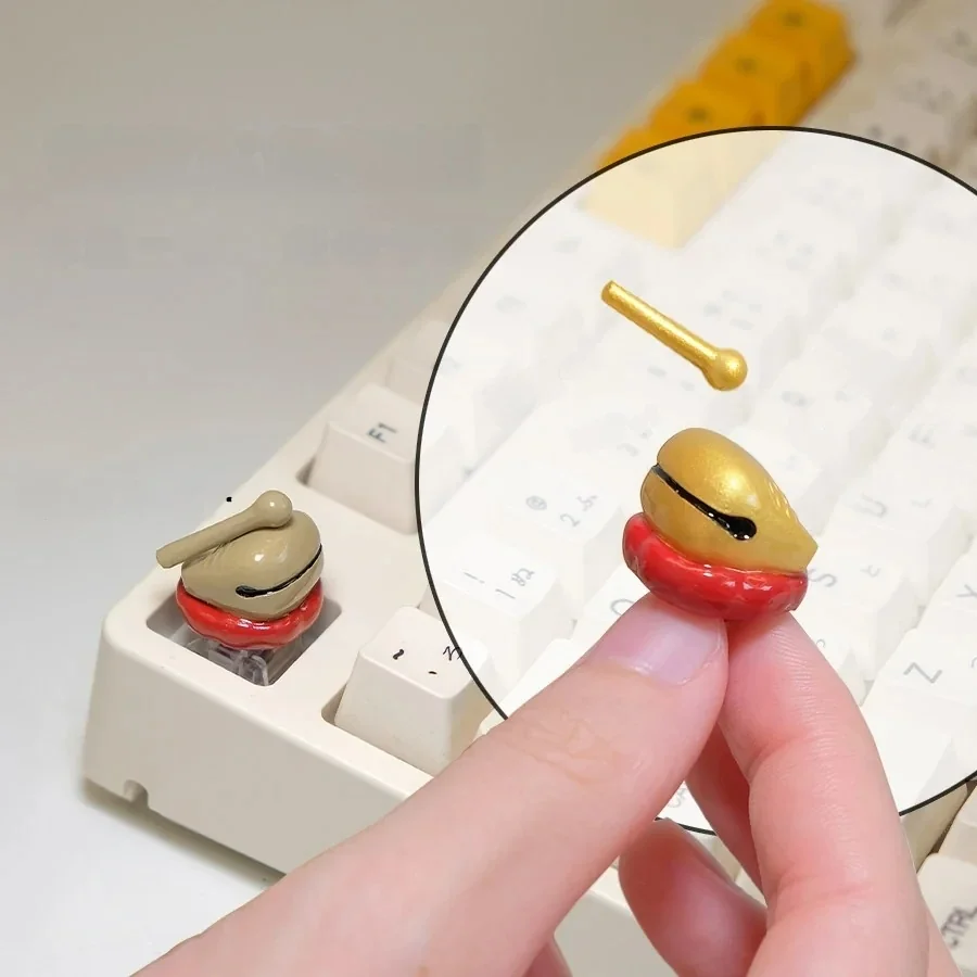 Artistic gallery view of the Handcrafted Wooden Fish Keycaps, highlighting its detailed wooden fish design and serene aesthetic from various angles.