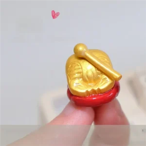 Artistic gold Handcrafted Wooden Fish Keycaps, an upgraded high-magnetic design for mechanical keyboards, perfect for a meditative setup.