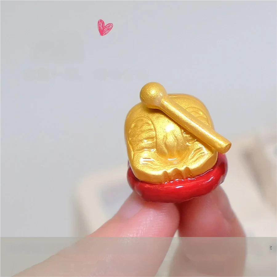 Artistic gold Handcrafted Wooden Fish Keycaps, an upgraded high-magnetic design for mechanical keyboards, perfect for a meditative setup.