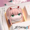 Vibrant pink Zero Two anime keycap, showcasing the iconic Darling in the Franxx character design from various playful angles.