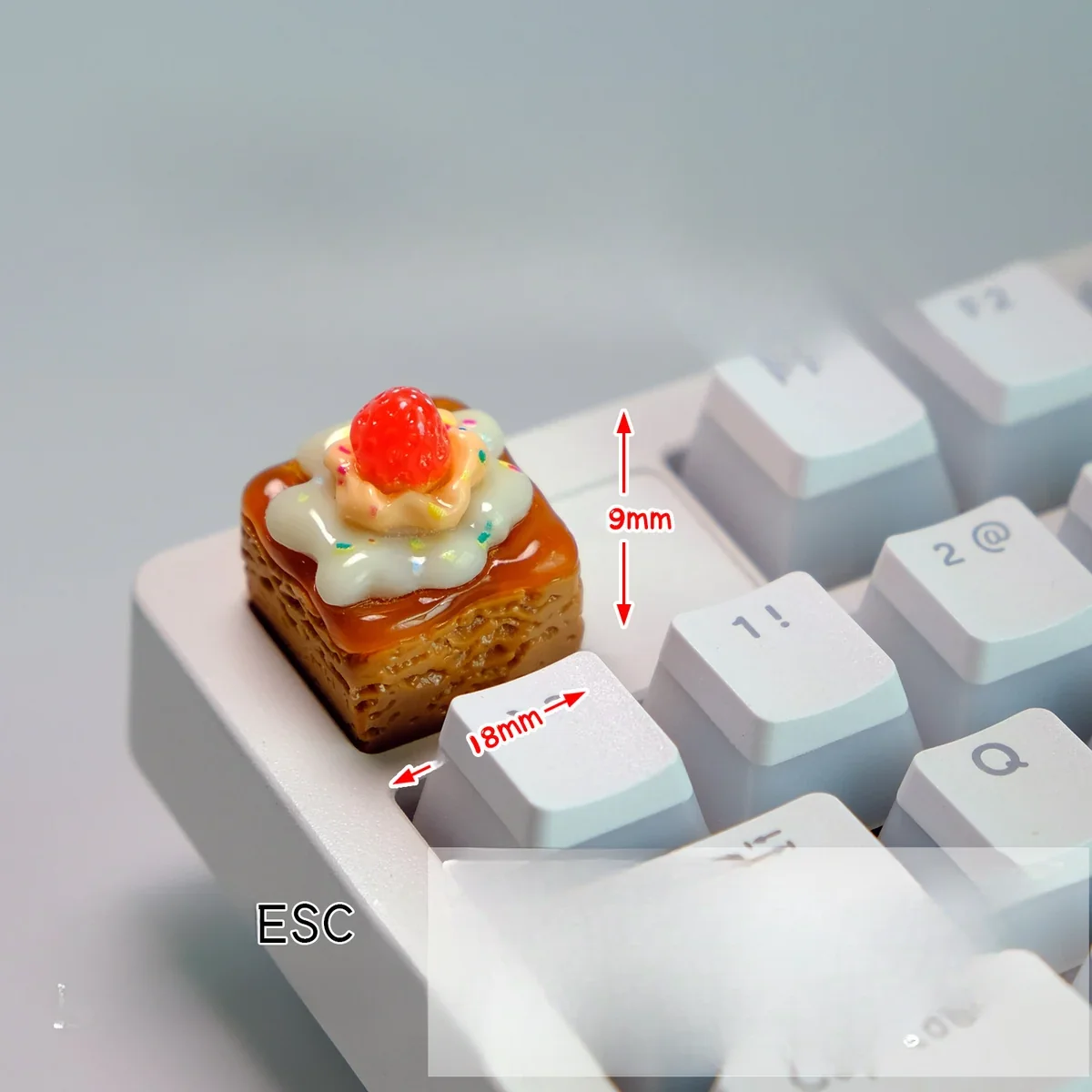 Whimsical handcrafted chocolate cream artisan keycap, resembling a delectable layered dessert with rich chocolate swirls and playful sprinkles.