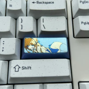 Meticulously crafted vibrant anodized Asuma Toki Titanium keycap, showcasing its sleek multi-tone metallic finish and premium artistic design.